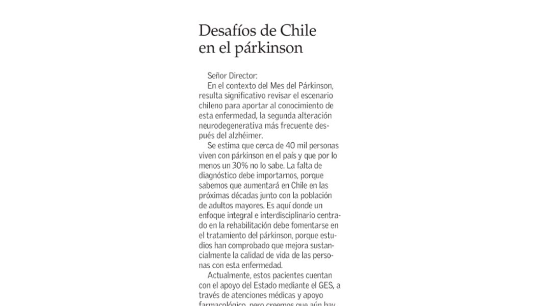 Desafíos de Chile en el párkinson