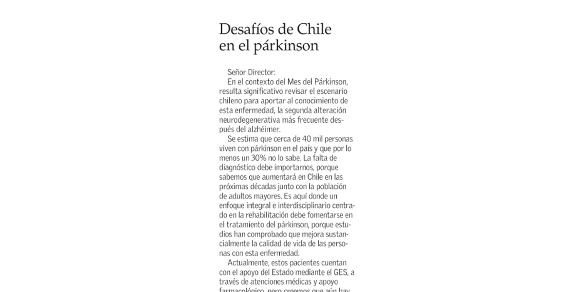 Desafíos de Chile en el párkinson