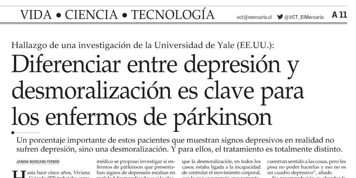 Depresión y desmoralización: clave para el Parkinson